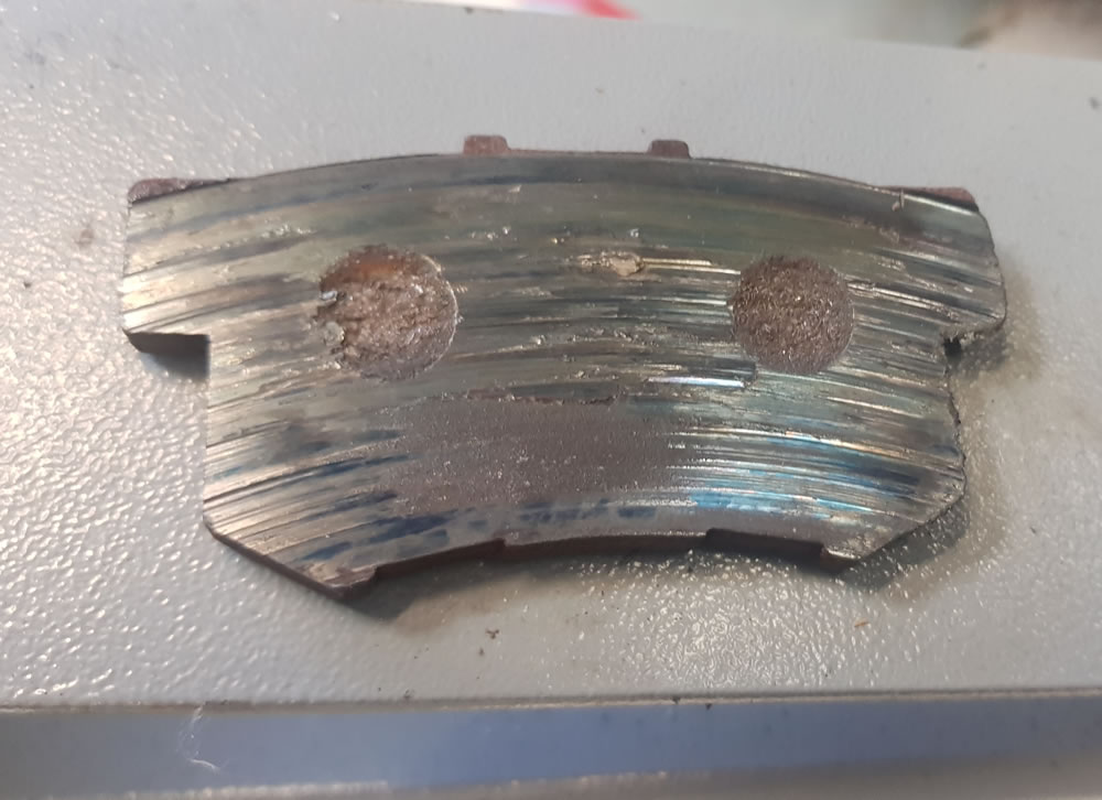 Brake Pad completely worn out on a Honda FR-V - literally metal on metal. 