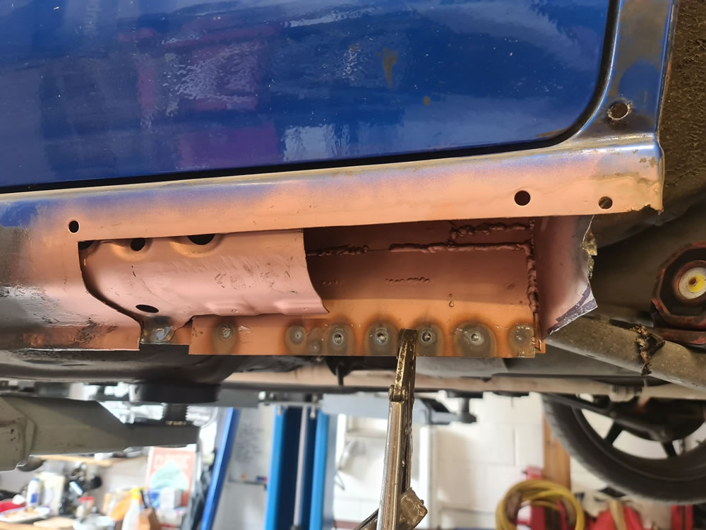 Subaru Impreza Rust repair - repair progressing - Copper Weld through used 