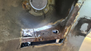 Front turret repair - cutting away rusty metal