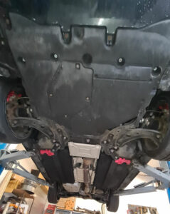 GR Yaris underbody showing all the covers we need to remove